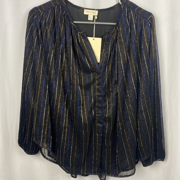 Anthropologie See U Soon Black Sparkle Multicoloured Blouse - Size XS - Picture 4 of 16